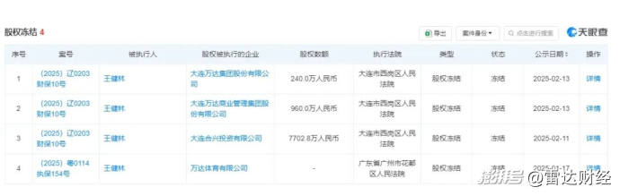 曾经的头部房企被冻结24.9亿元股权